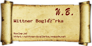 Wittner Boglárka névjegykártya